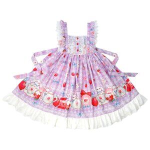 Strawberry bunny dolly strap dress purple